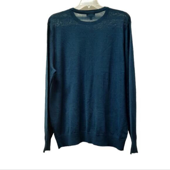 Thomas Dean Mens Sweater Size XXL Dark Teal Merino Wool Blend Crew Neck Pullover - Picture 2 of 5